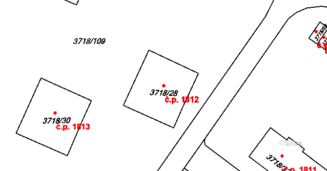 Předměstí 1812, Litoměřice na parcele st. 3718/28 v KÚ Litoměřice, Katastrální mapa