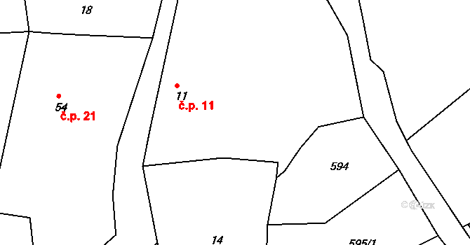 Křešice 11, Olbramovice na parcele st. 11 v KÚ Křešice u Olbramovic, Katastrální mapa