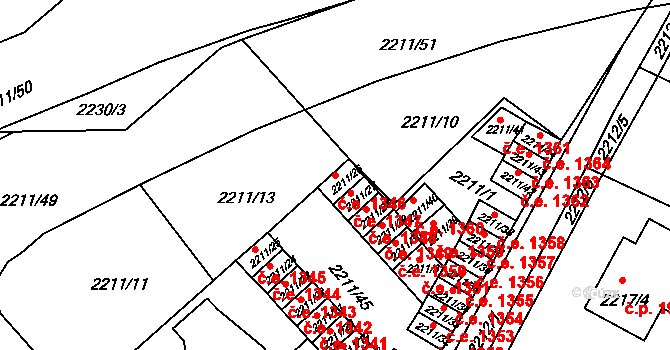 Předměstí 1346, Litoměřice na parcele st. 2211/26 v KÚ Litoměřice, Katastrální mapa