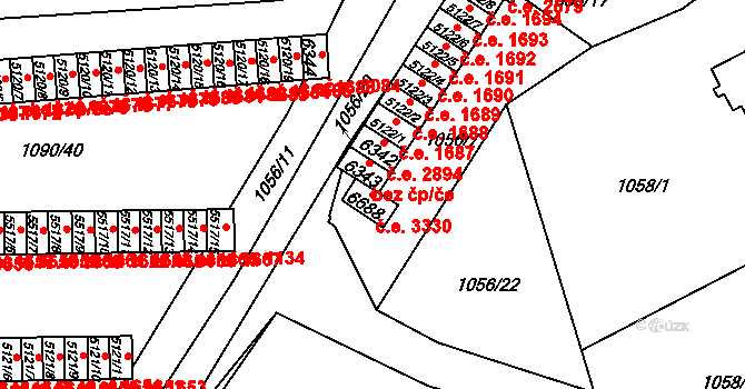 Zlín 3330 na parcele st. 6688 v KÚ Zlín, Katastrální mapa
