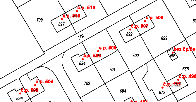 Heřmanice 506, Ostrava na parcele st. 893 v KÚ Heřmanice, Katastrální mapa