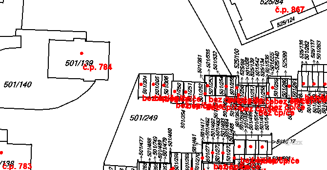 Ráj 584, Karviná na parcele st. 501/306 v KÚ Ráj, Katastrální mapa
