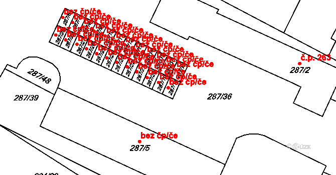 Tetčice 39828034 na parcele st. 287/18 v KÚ Tetčice, Katastrální mapa