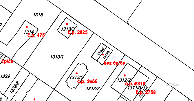 České Budějovice 40510034 na parcele st. 1313/4 v KÚ České Budějovice 3, Katastrální mapa