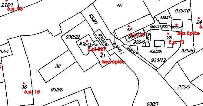 Praha 41430034 na parcele st. 41 v KÚ Malešice, Katastrální mapa