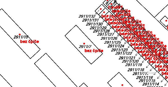 Roudnice nad Labem 43374034 na parcele st. 2911/7 v KÚ Roudnice nad Labem, Katastrální mapa