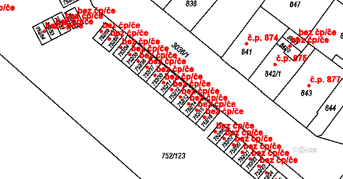 Opava 43820034 na parcele st. 752/12 v KÚ Opava-Předměstí, Katastrální mapa