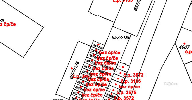 Přerov 43837034 na parcele st. 6577/86 v KÚ Přerov, Katastrální mapa