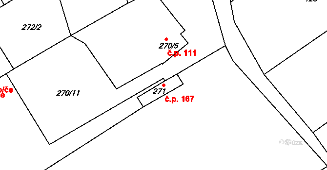 Tučín 167 na parcele st. 271 v KÚ Tučín, Katastrální mapa