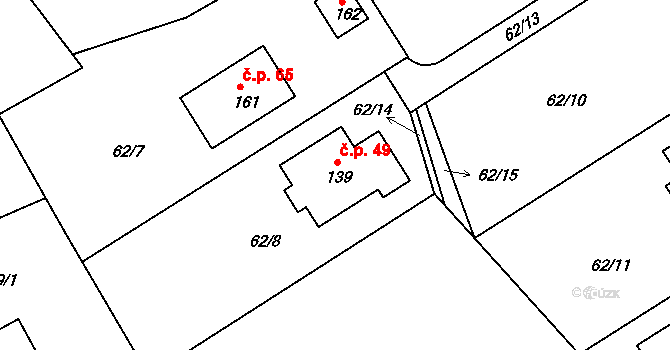Olešky 49, Radějovice na parcele st. 139 v KÚ Olešky, Katastrální mapa