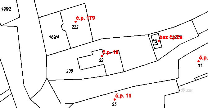 Bohdíkov 10 na parcele st. 33 v KÚ Dolní Bohdíkov, Katastrální mapa