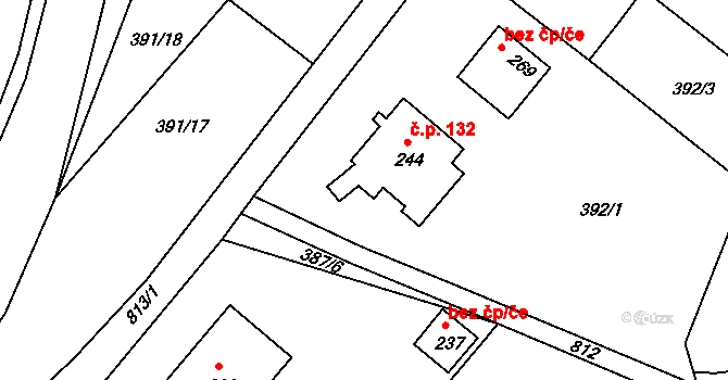 Třebichovice 132 na parcele st. 244 v KÚ Třebichovice, Katastrální mapa