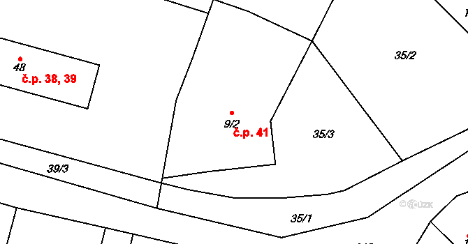 Lichoceves 41 na parcele st. 9/2 v KÚ Lichoceves, Katastrální mapa