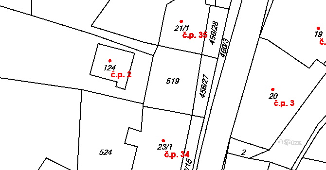 Čachrov 2 na parcele st. 124 v KÚ Čachrov, Katastrální mapa