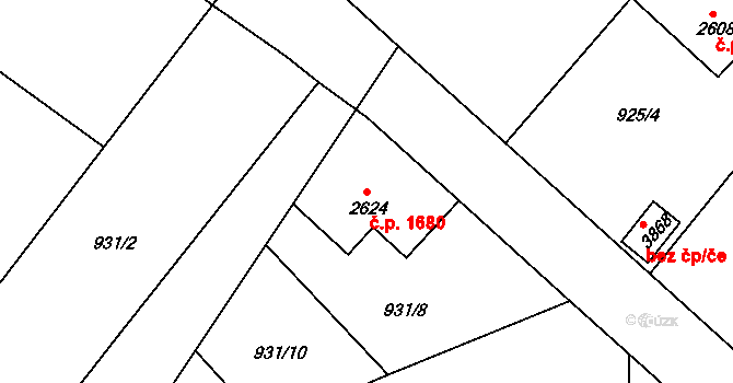 Náchod 1680 na parcele st. 2624 v KÚ Náchod, Katastrální mapa