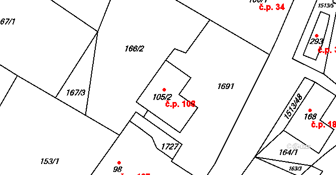 Libhošť 108 na parcele st. 105/2 v KÚ Libhošť, Katastrální mapa
