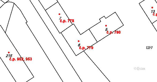 Kopřivnice 779 na parcele st. 6 v KÚ Kopřivnice, Katastrální mapa