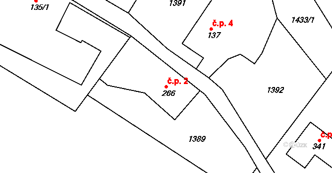 Lipiny 2, Bolehošť na parcele st. 266 v KÚ Bolehošť, Katastrální mapa