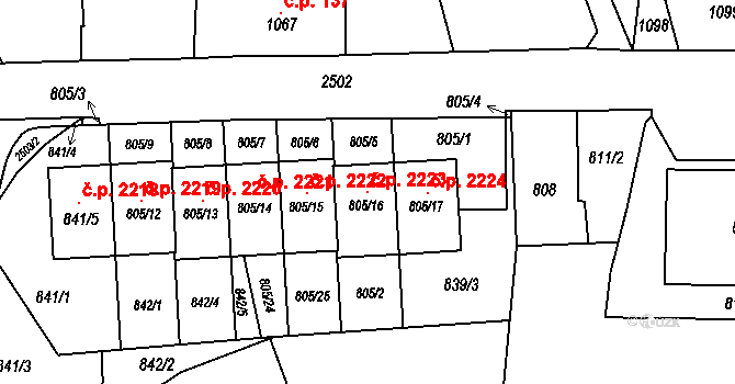 Horní Litvínov 2223, Litvínov na parcele st. 805/16 v KÚ Horní Litvínov, Katastrální mapa