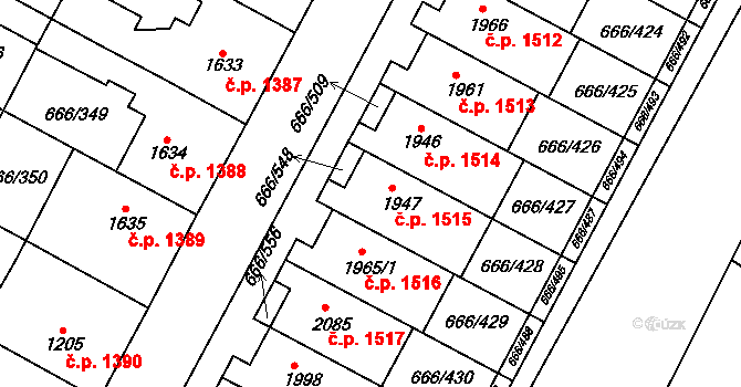 Veselí nad Moravou 1515 na parcele st. 1947 v KÚ Veselí-Předměstí, Katastrální mapa
