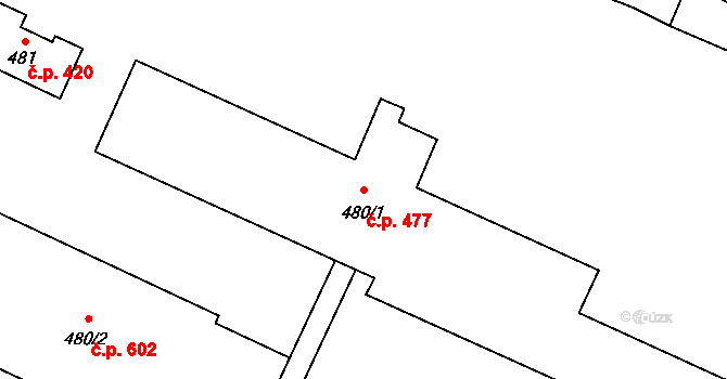 Vrbno pod Pradědem 477 na parcele st. 480/1 v KÚ Vrbno pod Pradědem, Katastrální mapa