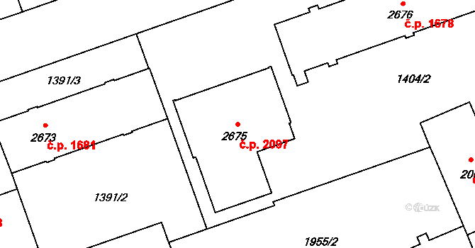 Šumperk 2097 na parcele st. 2675 v KÚ Šumperk, Katastrální mapa