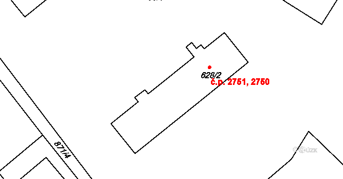 Šumperk 2750,2751 na parcele st. 628/2 v KÚ Dolní Temenice, Katastrální mapa