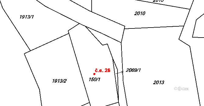 Kochnov 26, Olbramovice na parcele st. 150/1 v KÚ Olbramovice u Votic, Katastrální mapa