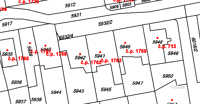 Kročehlavy 1763, Kladno na parcele st. 5941 v KÚ Kročehlavy, Katastrální mapa
