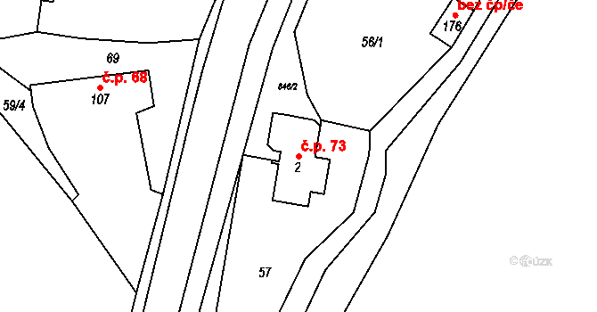 Břevenec 73, Šumvald na parcele st. 2 v KÚ Břevenec, Katastrální mapa