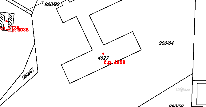 Zlín 4058 na parcele st. 4627 v KÚ Zlín, Katastrální mapa