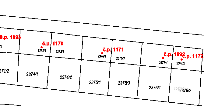 Petřvald 1171 na parcele st. 2376/1 v KÚ Petřvald u Karviné, Katastrální mapa