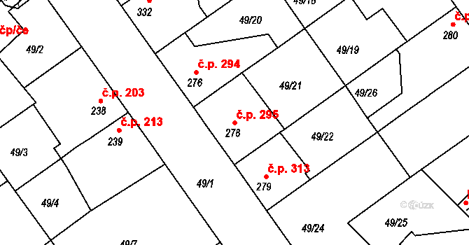 Litol 295, Lysá nad Labem na parcele st. 278 v KÚ Litol, Katastrální mapa