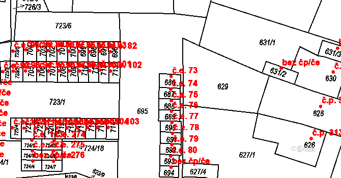 Miřetice u Klášterce nad Ohří 74, Klášterec nad Ohří na parcele st. 687 v KÚ Miřetice u Klášterce nad Ohří, Katastrální mapa