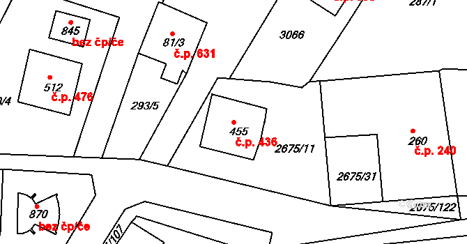 Černilov 436 na parcele st. 455 v KÚ Černilov, Katastrální mapa