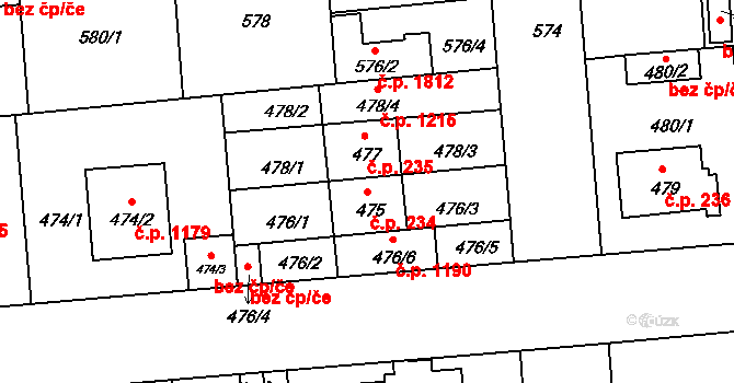České Budějovice 2 234, České Budějovice na parcele st. 475 v KÚ České Budějovice 2, Katastrální mapa