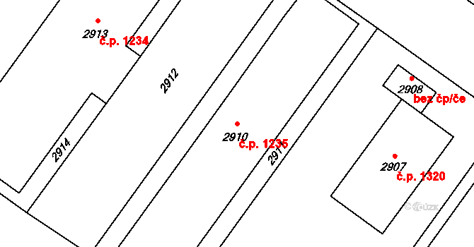 Vsetín 1235 na parcele st. 2910 v KÚ Vsetín, Katastrální mapa