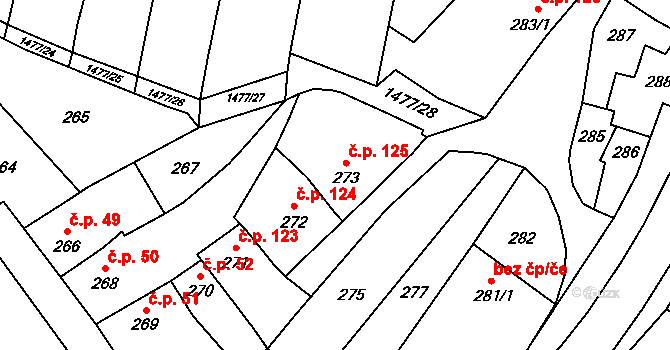 Pozořice 125 na parcele st. 273 v KÚ Pozořice, Katastrální mapa