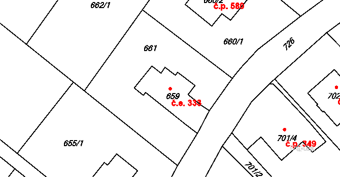 Rumburk 1 333, Rumburk na parcele st. 659 v KÚ Rumburk, Katastrální mapa