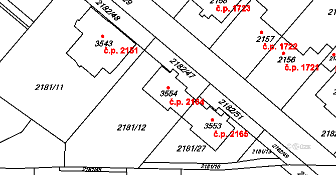 Předměstí 2164, Svitavy na parcele st. 3554 v KÚ Svitavy-předměstí, Katastrální mapa