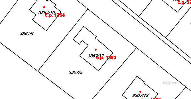 Kopřivnice 1363 na parcele st. 3367/11 v KÚ Kopřivnice, Katastrální mapa