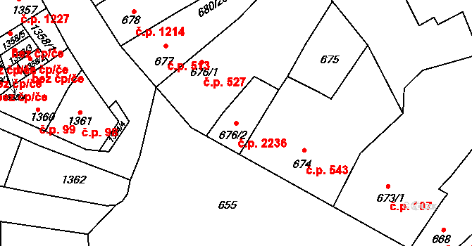 Předměstí 2236, Litoměřice na parcele st. 676/2 v KÚ Litoměřice, Katastrální mapa