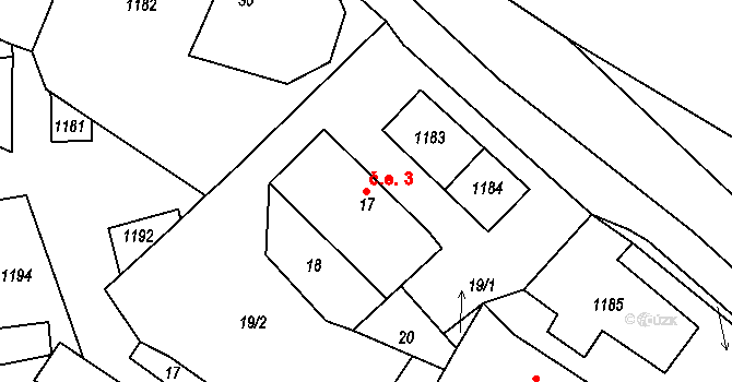Sukorady 3, Snědovice na parcele st. 17 v KÚ Sukorady, Katastrální mapa