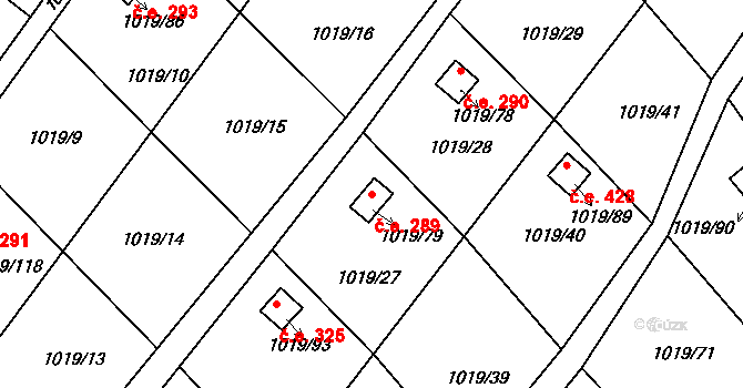 Rumburk 1 289, Rumburk na parcele st. 1019/79 v KÚ Rumburk, Katastrální mapa