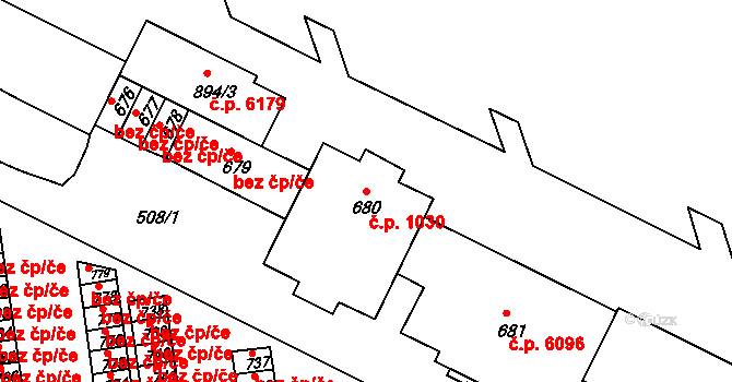 Poruba 1030, Ostrava na parcele st. 680 v KÚ Poruba, Katastrální mapa