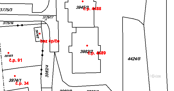 Poruba 4489, Ostrava na parcele st. 3982/2 v KÚ Poruba-sever, Katastrální mapa