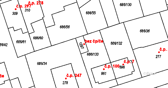 Česká Třebová 39391035 na parcele st. 1297 v KÚ Parník, Katastrální mapa