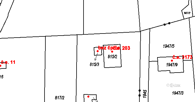 Plzeň 42503035 na parcele st. 815/3 v KÚ Křimice, Katastrální mapa