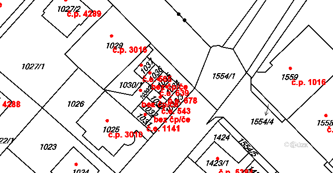 Chomutov 43035035 na parcele st. 1034 v KÚ Chomutov II, Katastrální mapa