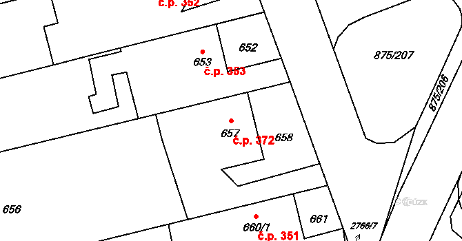 Kylešovice 372, Opava na parcele st. 657 v KÚ Kylešovice, Katastrální mapa